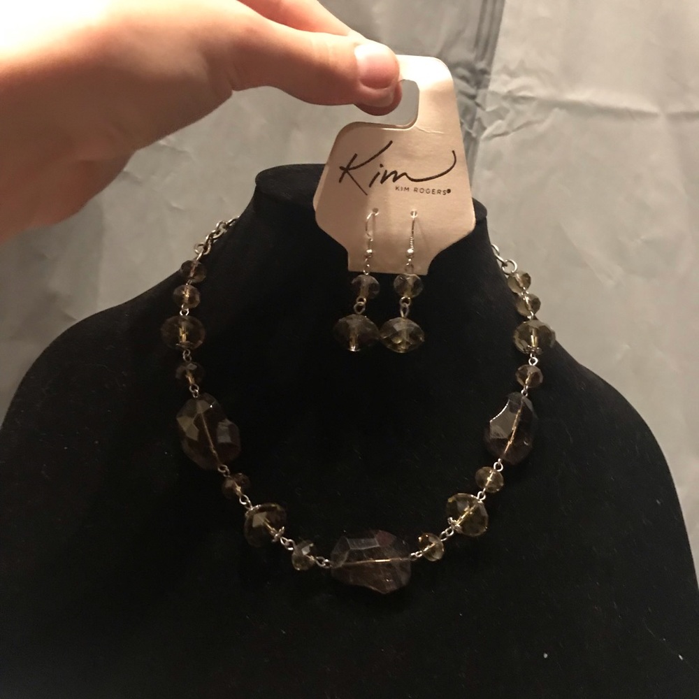 Beaded necklace and earrings set